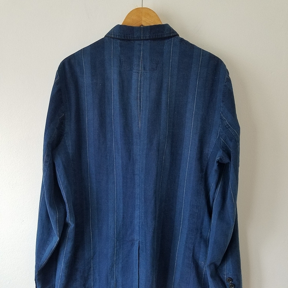 John Varvatos USA Linen Blend Pinstripe Navy Blazer Jacket Size 42 - Picture 6 of 13
